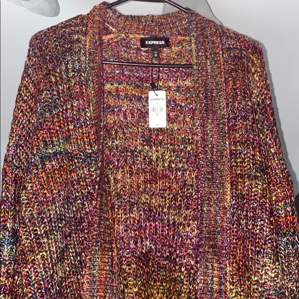 Express multi color rainbow knit cardigan